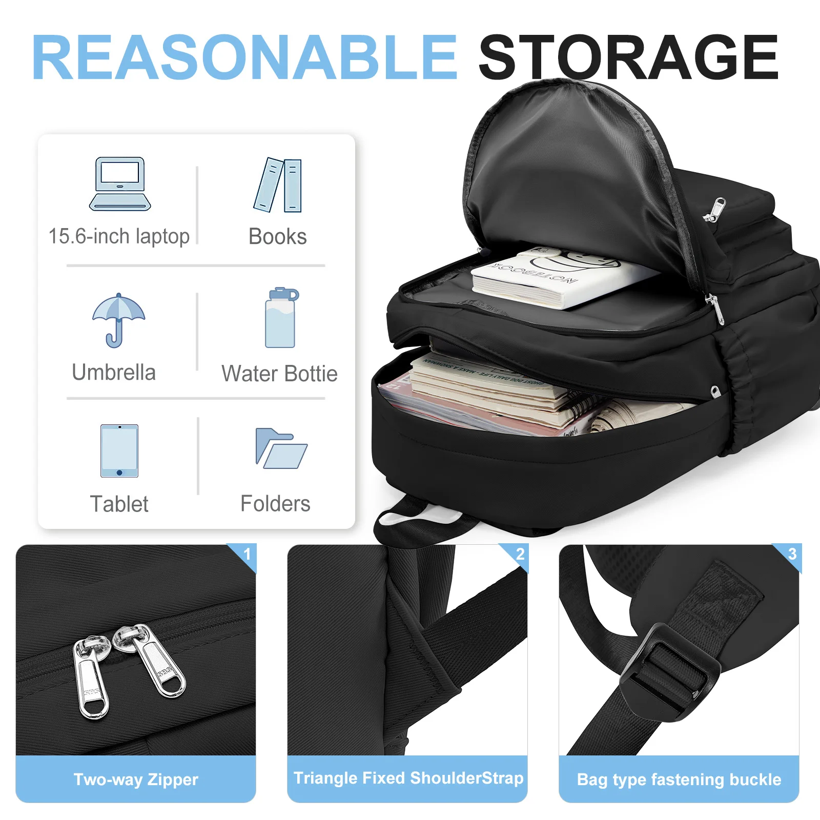 حقيبة ظهر ذات سعة كبيرة متعددة الطبقات للجيب، حقيبة ركاب للمراهقين في المدارس الثانوية المتوسطة - حقيبة نهارية كاجوال، حقيبة ظهر للمدرسة #3