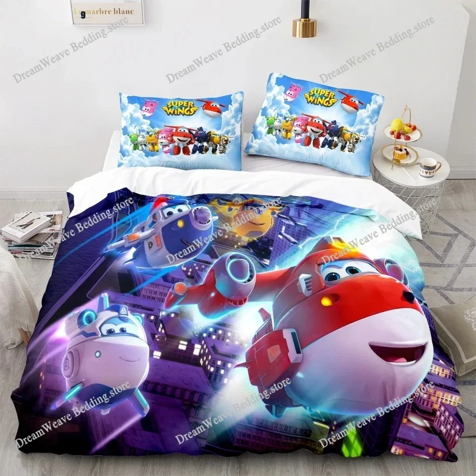 Super Wings Bedding Set Bedspread Single Twin Full Queen King Size Game Super Wings Bed Set Children's Kid Bedroom Duvetcover963