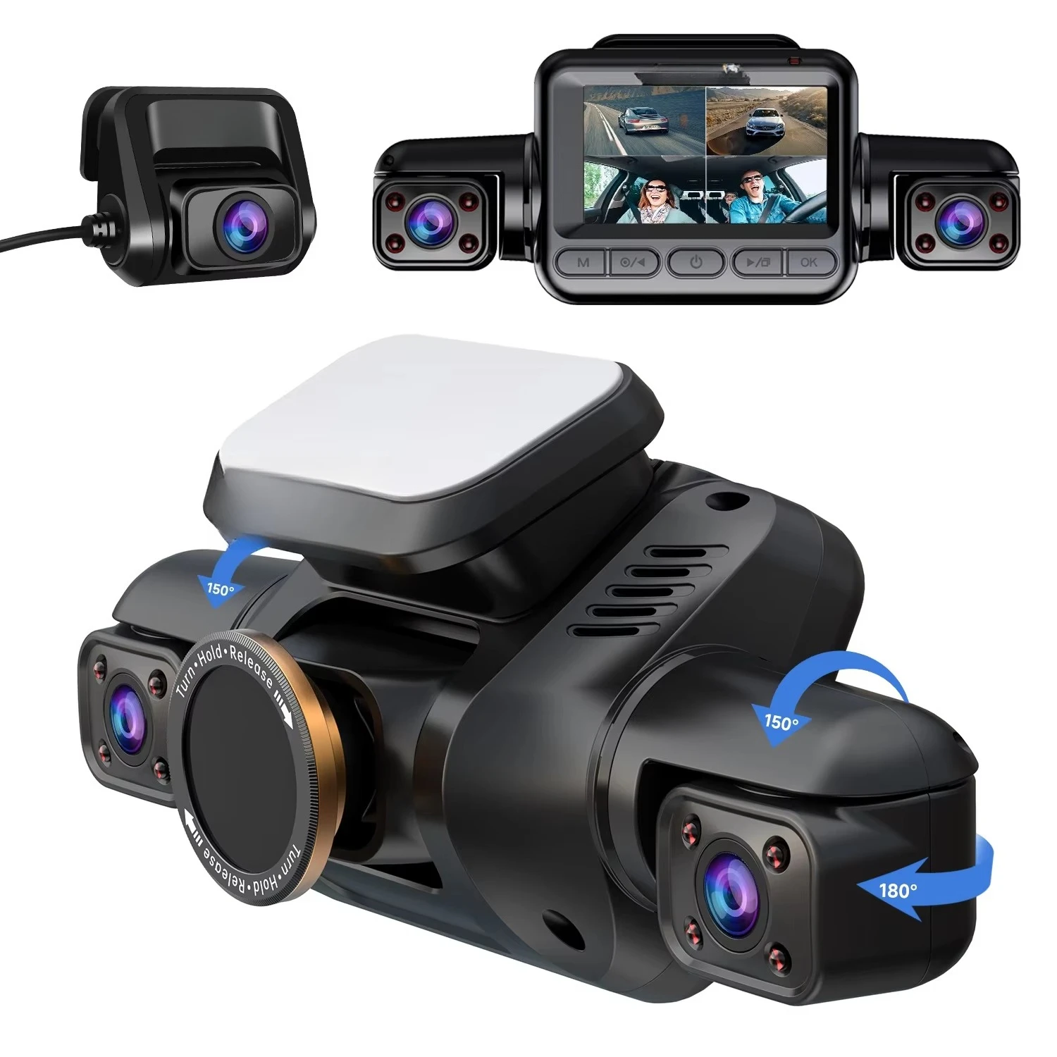 4 Channel Dashcam 4K Car Camera Dash Cam Front and Rear Car Black Box Dash Camera for Cars with 5G WiFi GPS Night Vision