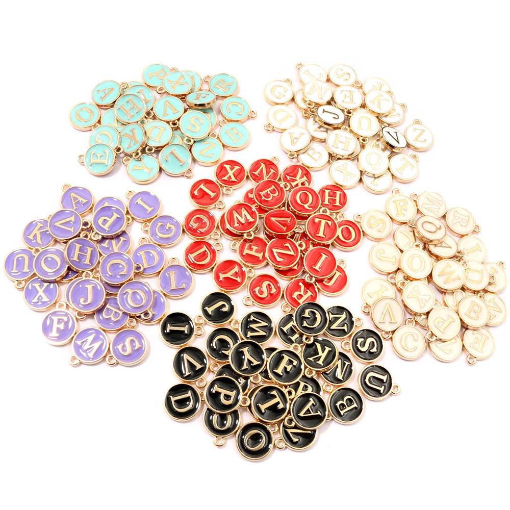 26pcs 12x14mm A-Z Letter Charms Enamel Alphabet Initial Letter Charms Pendant Handmade DIY Bracelet Jewelry Making Accessories