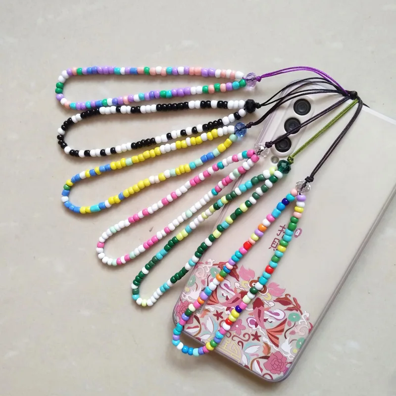 Beaded Mobile Phone Chain Purple Soft Pottery Mobile Phone Pendant Rope Beaded Mobile Phone Strap Lanyard