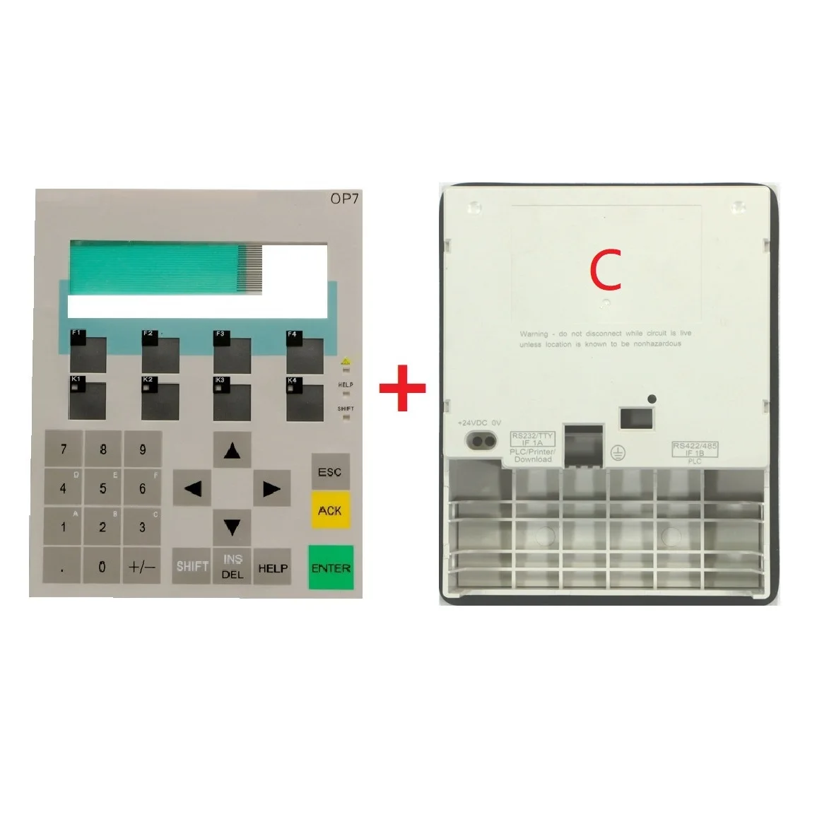 For Siemens OP7 6AV3607-1JC20-0AX1 6AV3607-1JC20-0AX2 Plastic Shell Housing with Keyboard Membrane Protective Film C Style