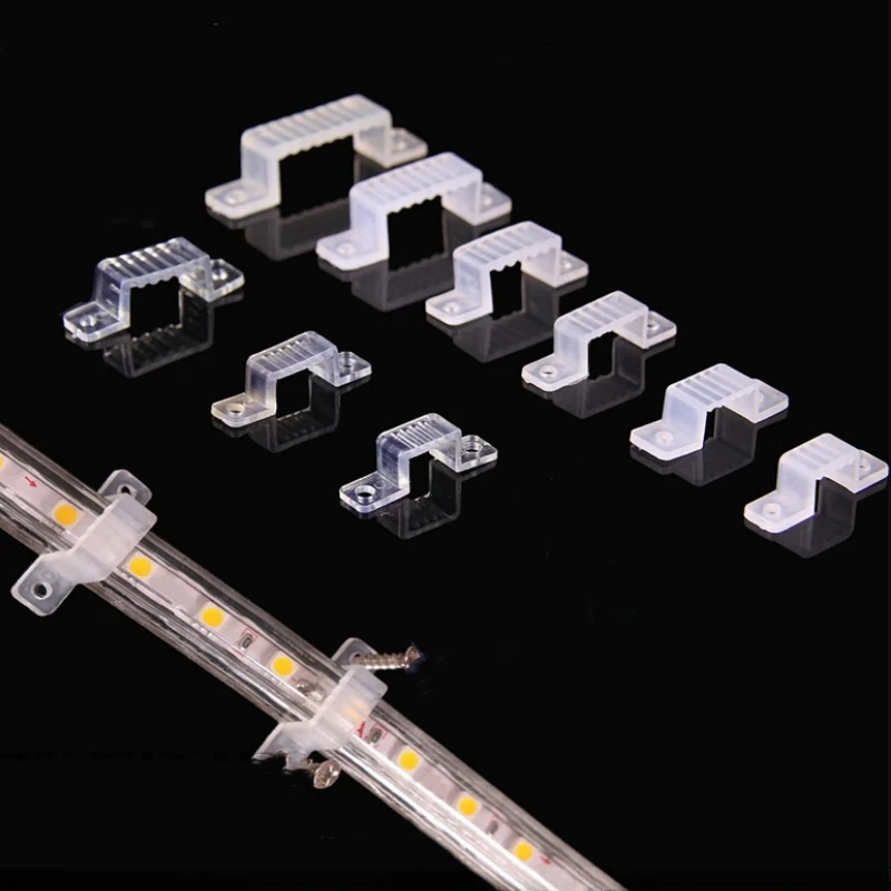 20/50/100pcs LED Neon Strip Fixed Clip Plastic Connector 6/10/20mm Flexible Silicone Tube Holder Strip Lights Buckle Accessories