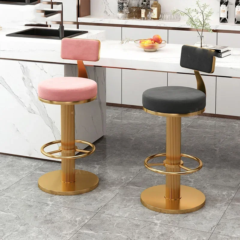 

Gold Lounge Modern Chairs High Bedroom Nordic Kitchen Adjustable Bar Stools Luxury Minimalist Taburete Cocina Alto Bar Furniture