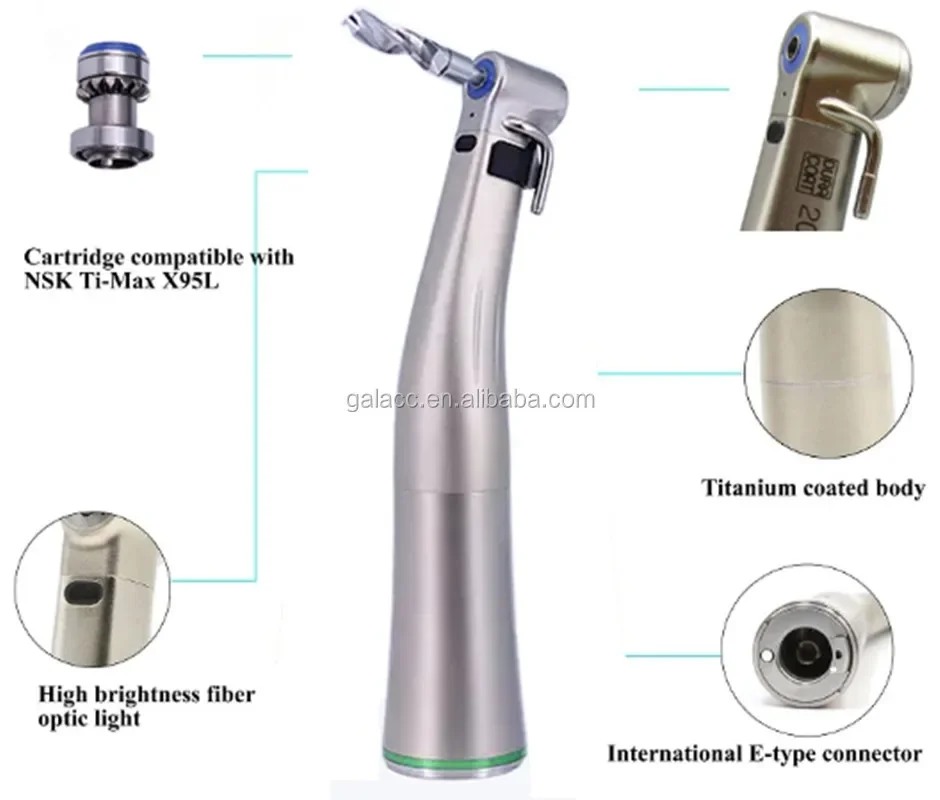 20:1 LED Fiber Optic Electric imp lant Den tal Contra Angle low Speed Bending Handpiece