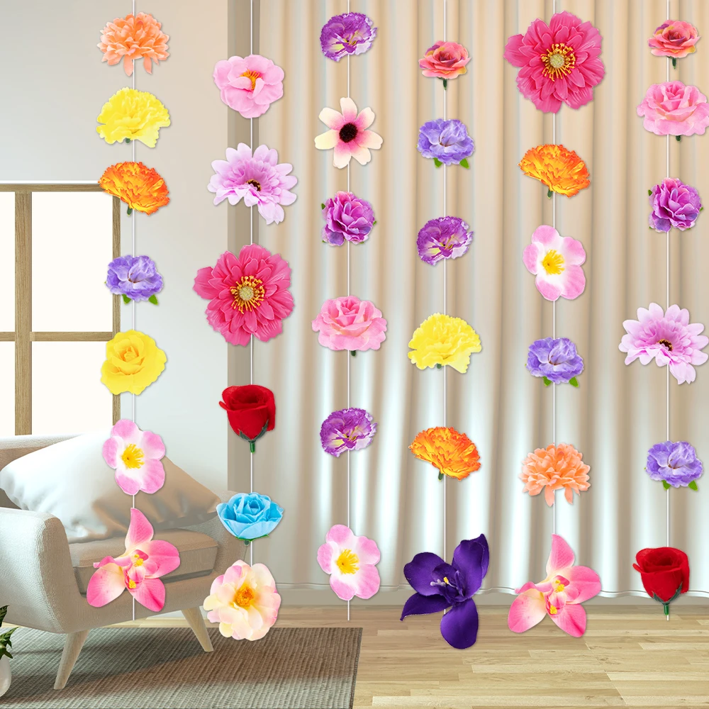 

20pcs Mixed Artificial Flowers Hanging Waterfall Flower Curtain Pendant Wedding Ambience Decoration Scene Photo Props Home Party