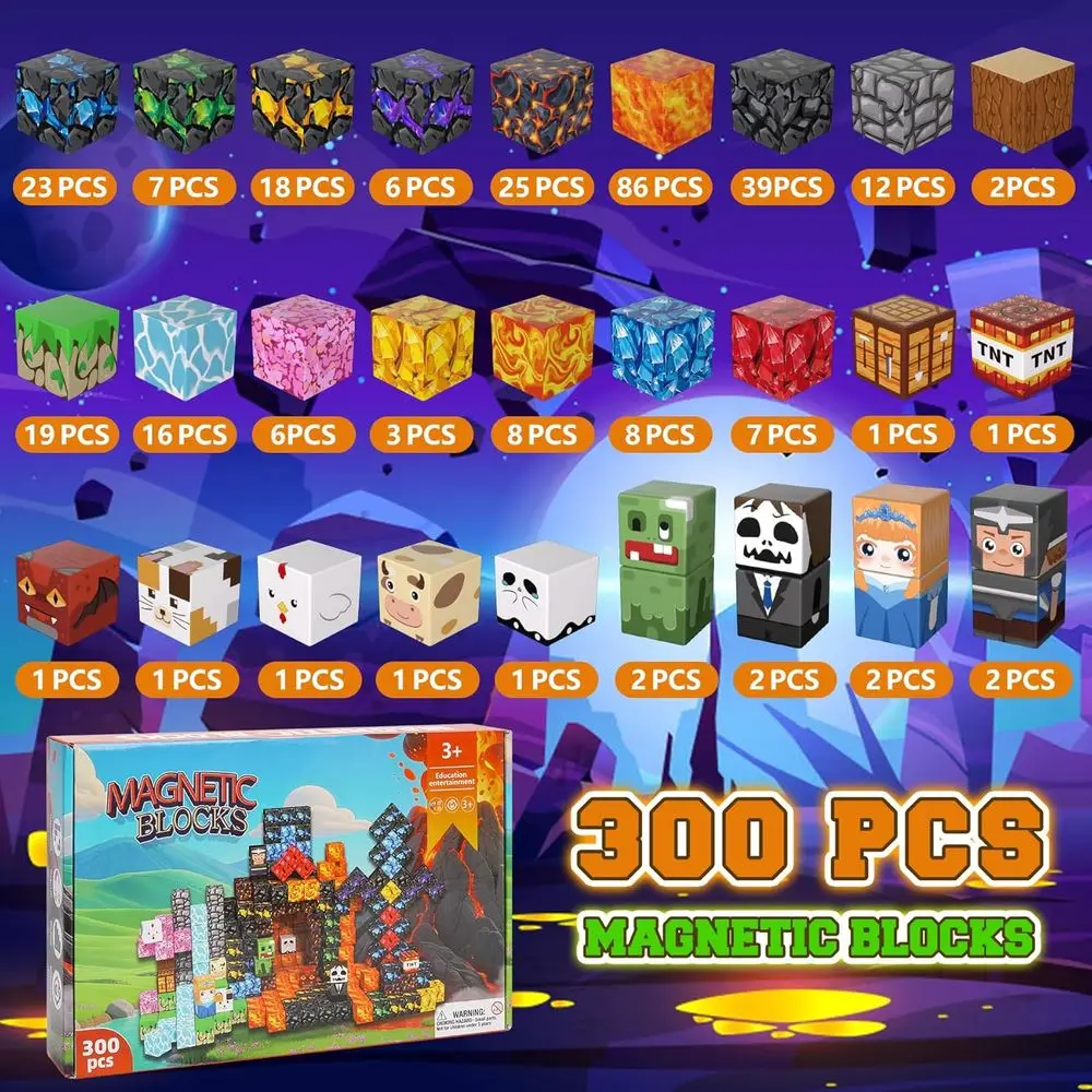 Juego de construcción magnética: imanes Fidget de 300 piezas para niños, juguetes STEM para niños pequeños, regalos de Navidad