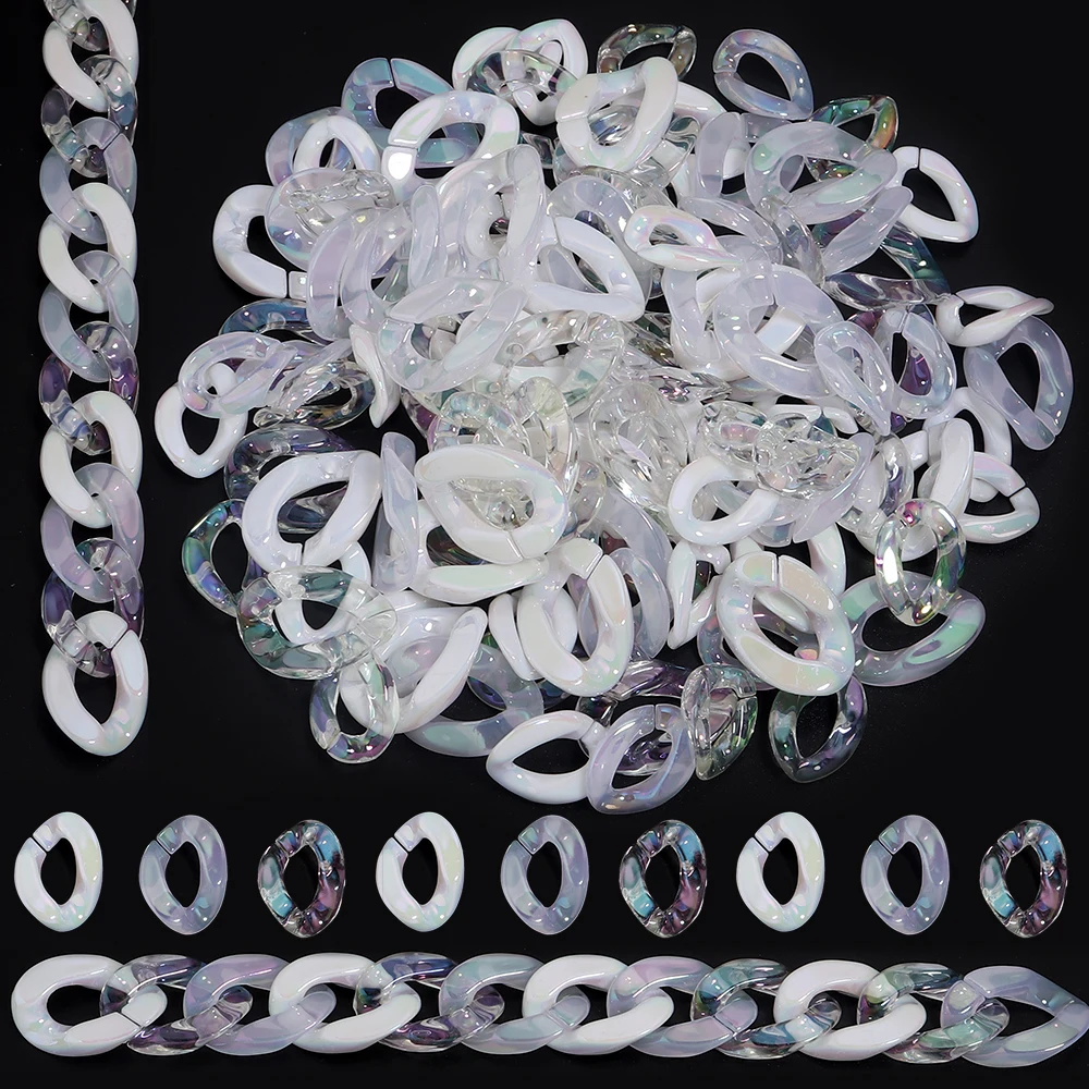 20pcs/bag White Transparent AB color Acrylic Link Chain Connector for Jewelry Making Components Woman Handbag Parts Accessories