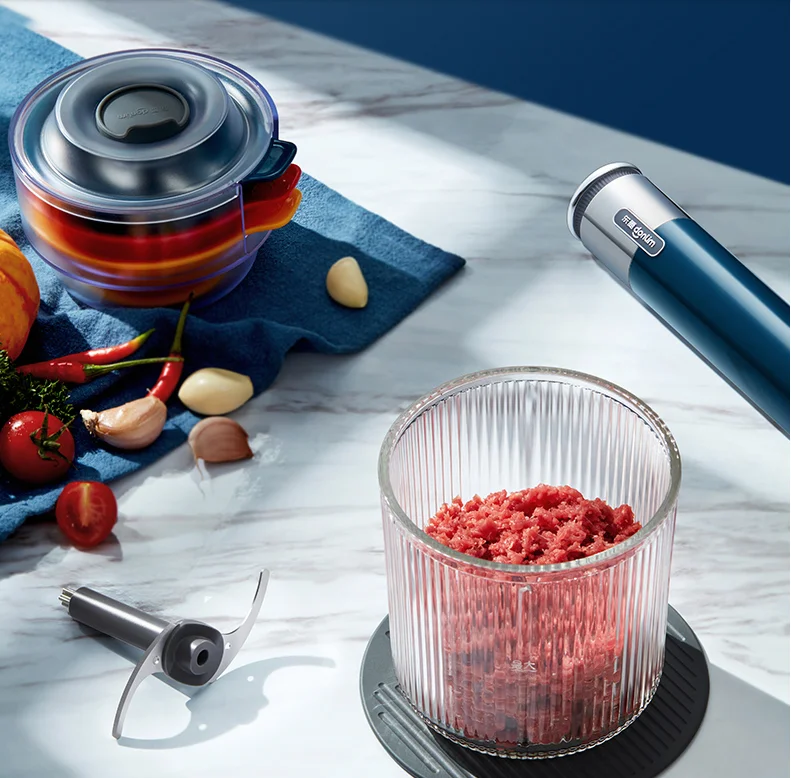 Tritacarne elettrico ricaricabile portatile multifunzionale per verdure rettificatrice per alimenti con 4 ciotole per macinare