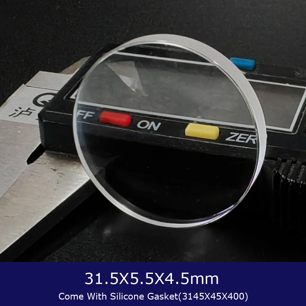 31.5 4.5mm Single Domed Sapphire Watch Glass Crystal Part With Waterproof Gasket  For RLX Deepsea 116660  Watch Repairing