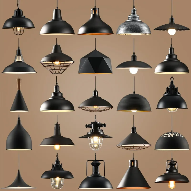 

Loft retro chandelier industrial style single head bar restaurant restaurant decoration small chandelier American lampshade