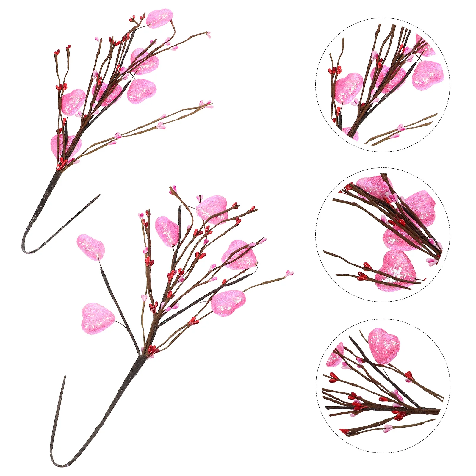 2-częściowe wycinki miłosne Walentynki Ozdoba do dekoracji domu Girlanda kwiatowa Łodygi gałęzi z pianką serca Walentynkowa panna młoda