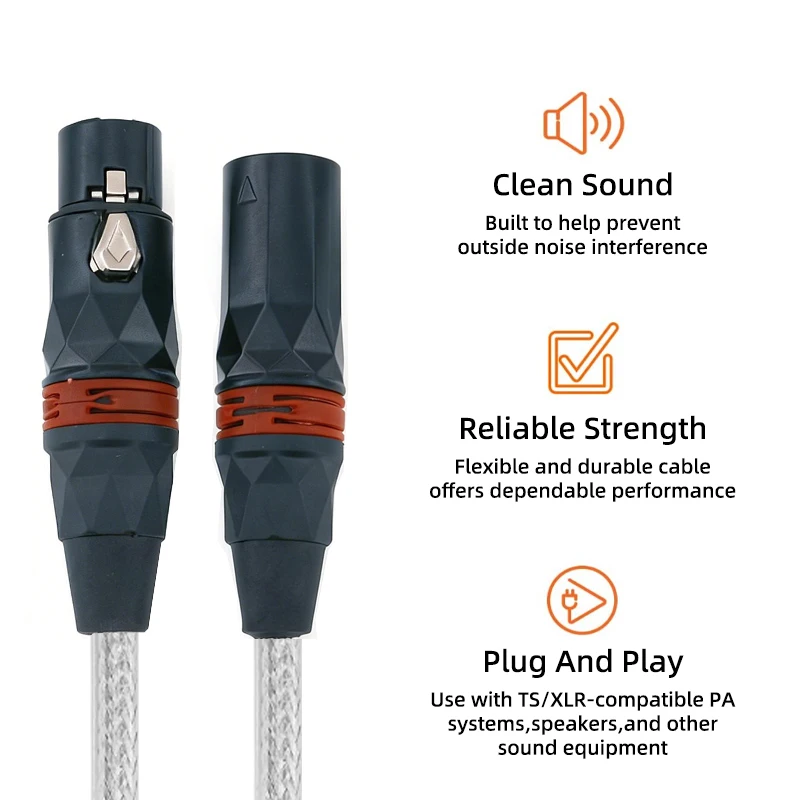 XLR Male to XLR Female Microphone Cable,Balanced 3 PIN Compatible with Shure SM Microphone Behringer Speaker Systems