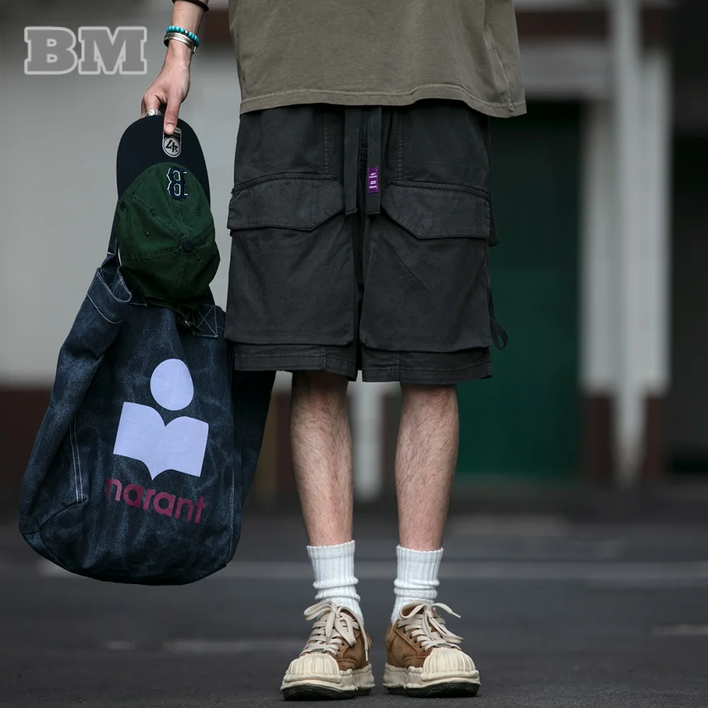 

Summer Japanese Streetwear High Quality Cargo Shorts Men Clothing Plus Size Harajuku Multi-Pocket Casual Basketball Pants Male