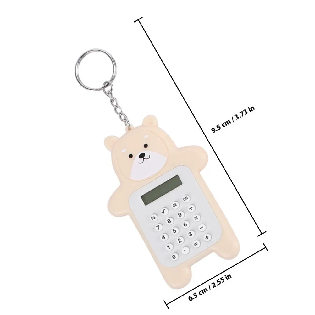 Mini Portable Calculator Keychain – Cartoon Bear Pendant for Students & Office, Small Basic Computing Tool