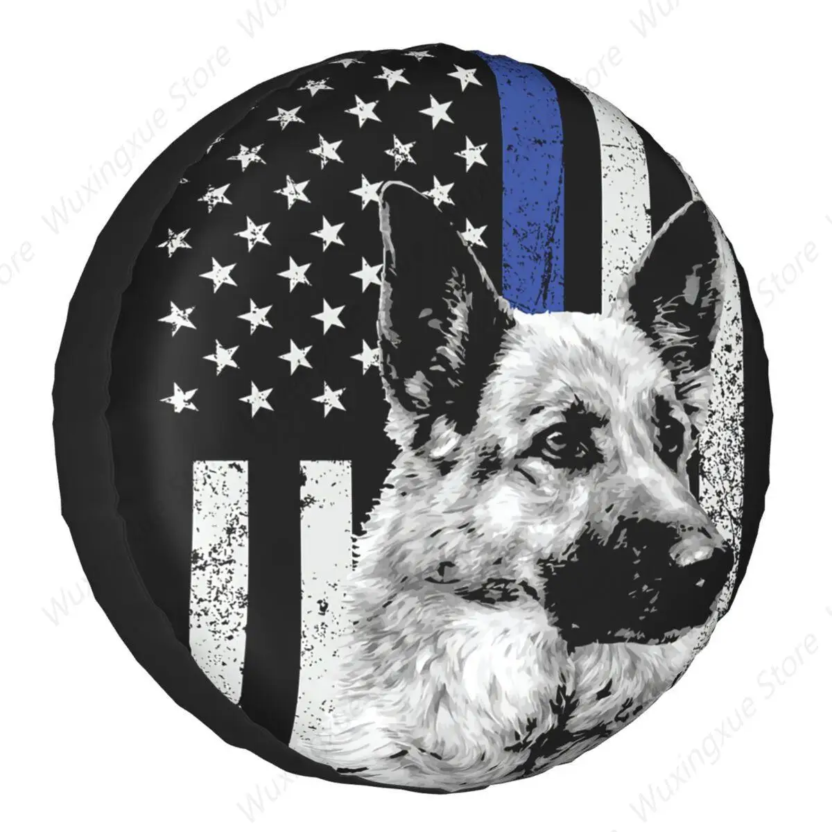 

Dog Police Officer American Flag Spare Tire Cover for Jeep Hummer Custom Apparel USA Thin Blue Line Car Wheel Covers