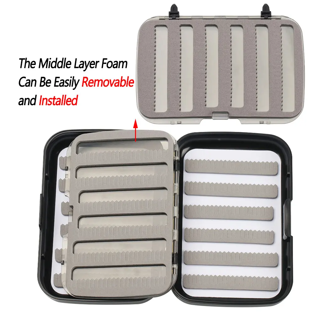 Bimoo 1 Stück Mehrzweck-Fliegenbox für Mücken, Nymphen, Trocken- und Nassfliegen, Forellen-Angelhaken, Köder-Aufbewahrungsbox, Angelzubehör – Detail 6