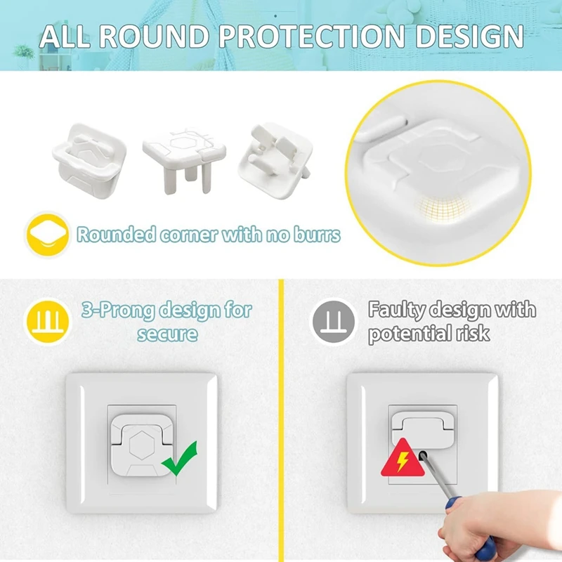 A50I Child Proof Socket Covers Child Proof Electric Plug Shock Hole Protective Covers Switch Plug Plate Blocking Holes