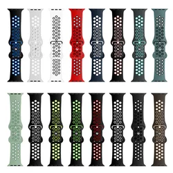 Silicone Strap for Apple Watch Band 44mm 40mm 42mm 46mm 41-38-45mm Air-hole Bracelet iWatch Series 10 9 8/7 6 SE 5 4 Ultra2 49mm