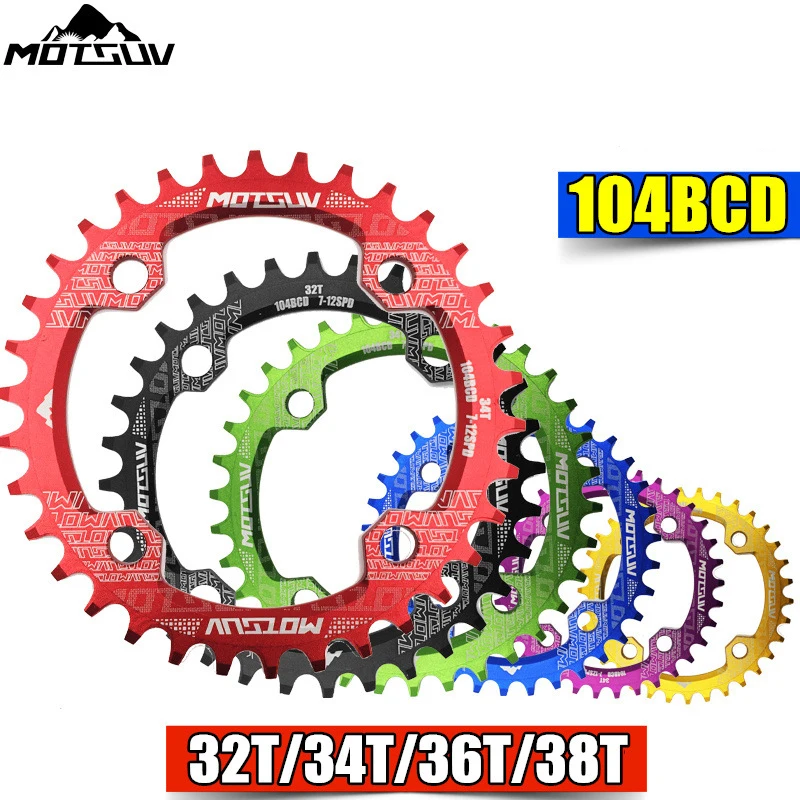 Bicycle Chainweeel 104BCD Round Shape 32T/34T/36T/38T MTB Wide Chainring Crankset Tooth Plate Mountain  Bike Bicycle  Parts