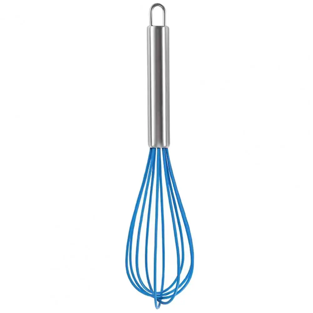 Hanging Kitchen Utensil Ergonomic Silicone Whisk with Stainless Steel Handle for Cooking Dishwasher Safe Egg Beater for Blending