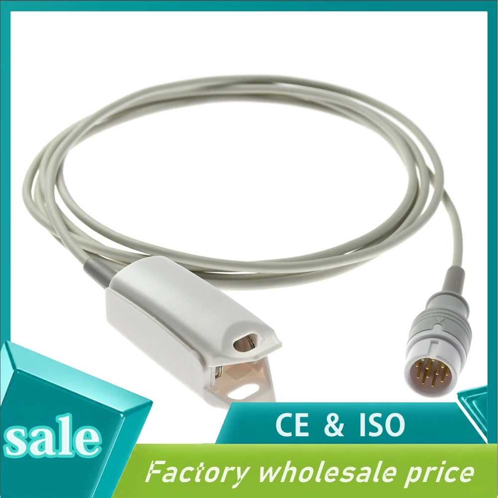 Clip para dedo para adultos, Clip para oreja, Cable largo de silicona, Sensor Spo2 reutilizable de oxígeno para Comen Star8000e, nuevo Monitor de paciente de 12 pines