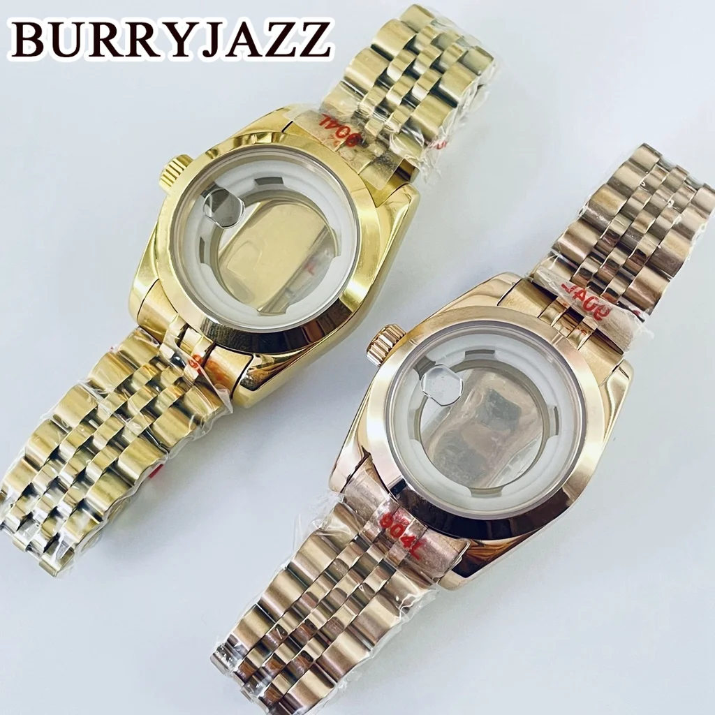 BURRYJAZZ 31mm NH05 NH06 Watch Case Silver Rose Gold Stainless Steel Case With Sapphire Crysta Waterproof