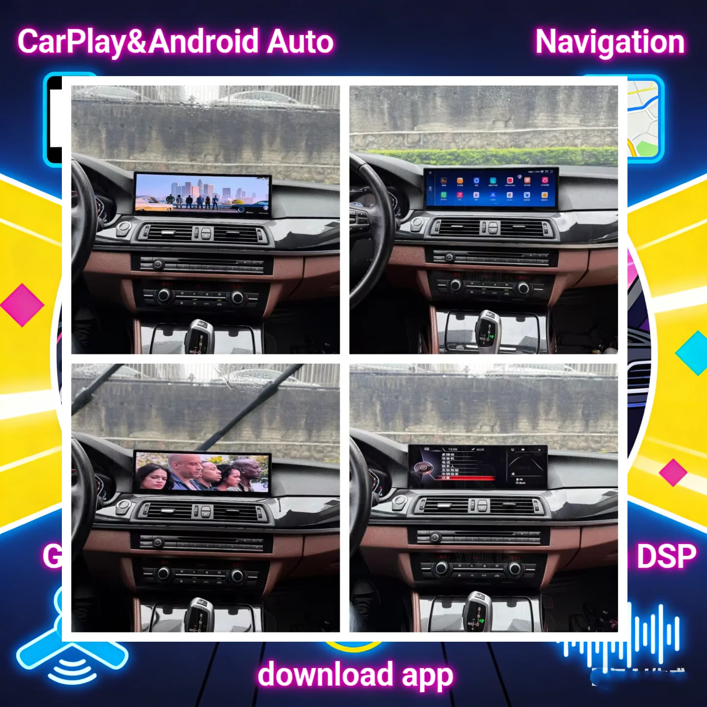 Pantalla de 14.9 pulgadas para BMW Serie 5 F10 F11 F12 F15 F18 2011-2017 CIC NBT Carplay inalámbrico Android Auto Reproductor multimedia para coche GPS Navi