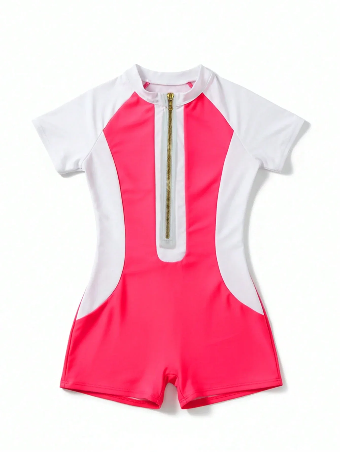 

Цветной купальник с короткими рукавами и молнией спереди