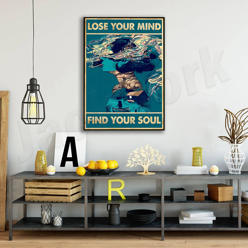 Lose your mind and find my soul poster, be kind to your mind mental health poster, mental health awareness, mental health gift