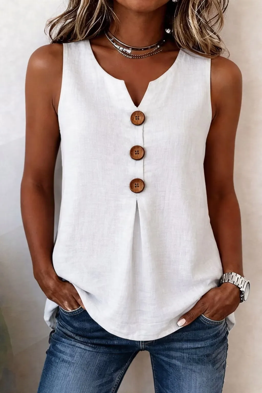 Aurelia Linen Button Vest Sd7d0af7e619241f29b12c8e7973103f1Z