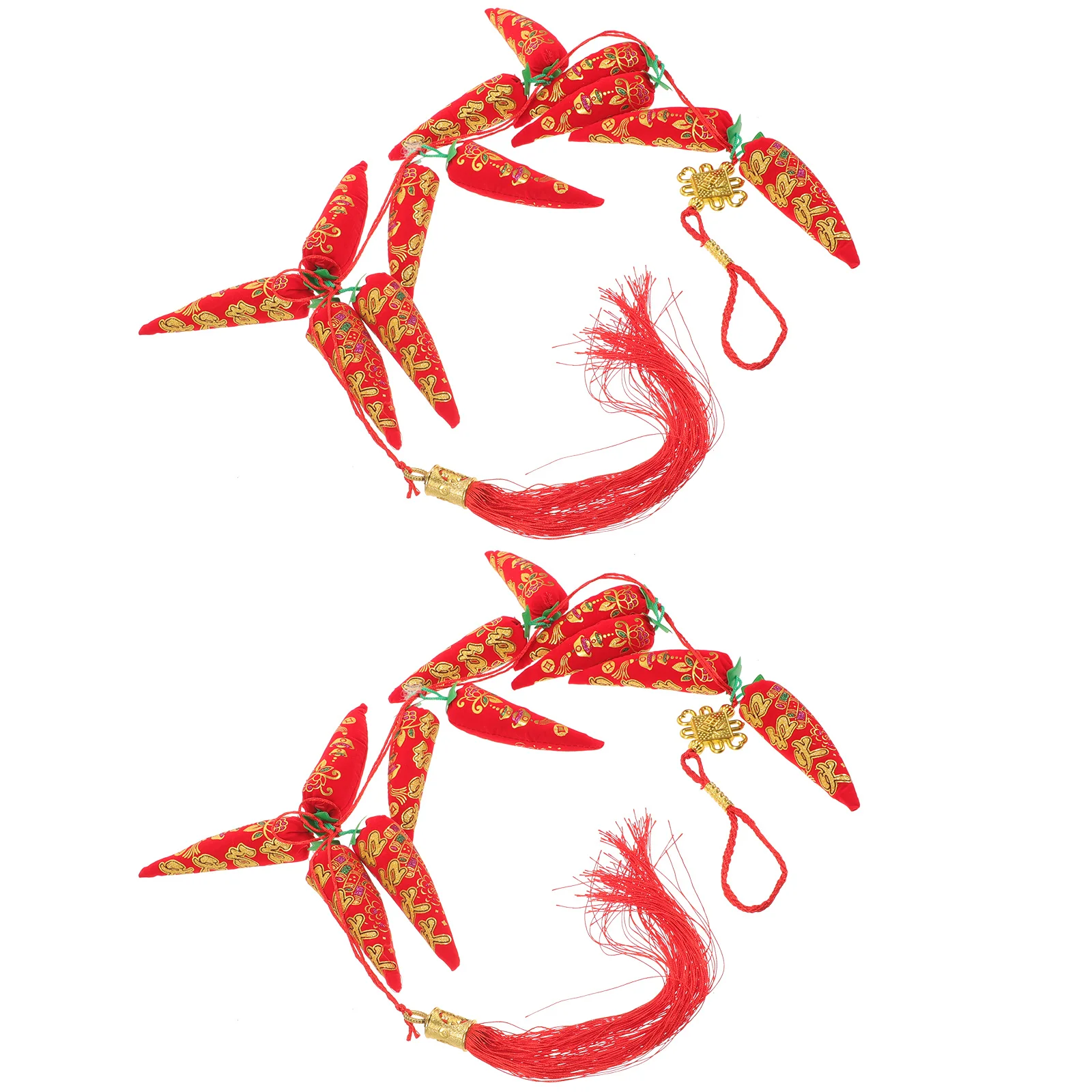 

2 Pcs Festival Decoration Pendant Red Chili Pepper Hanging Peppers Spring Lucky Character Blessing Wall Auspicious
