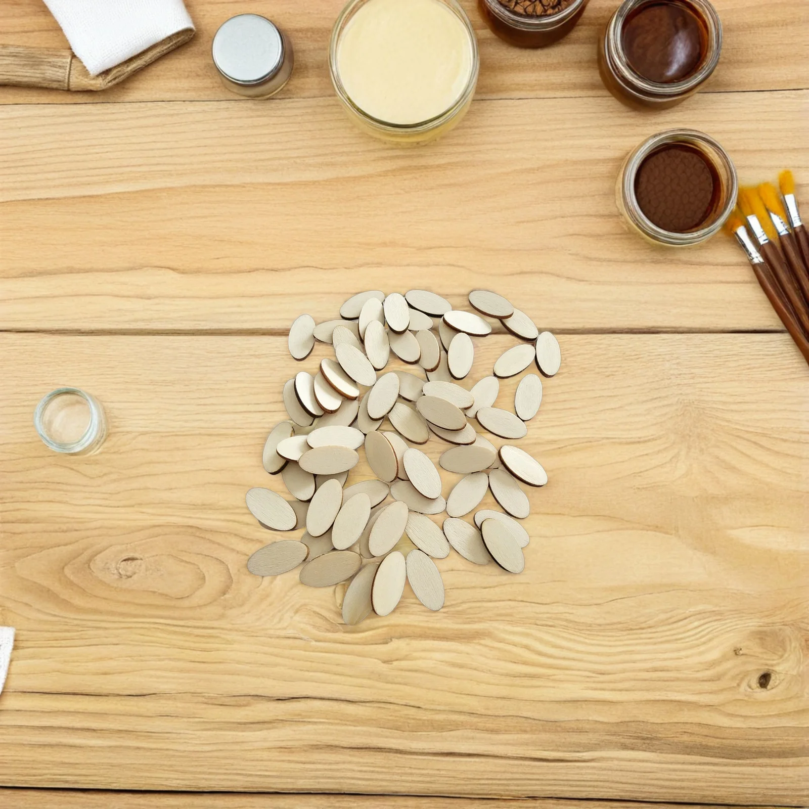 200 قطعة شرائح خشبية لوازم الحرف أقراص خشبية غير مكتملة لتقوم بها بنفسك زخرفة زينة الاطفال مشاريع فنية حفل زفاف عيد الميلاد #1