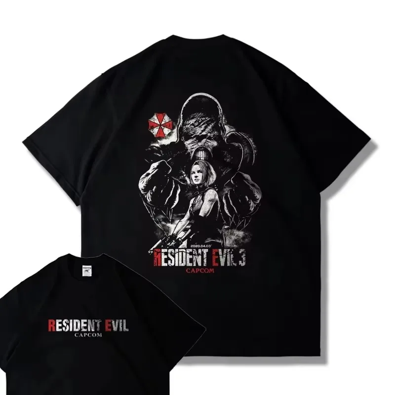 New CAPCOM Game Resident Evil 4 Remastered Short Sleeve T-shirt Men's and Women's Loose Clothes Leon Printed Harajuku Y2k Top