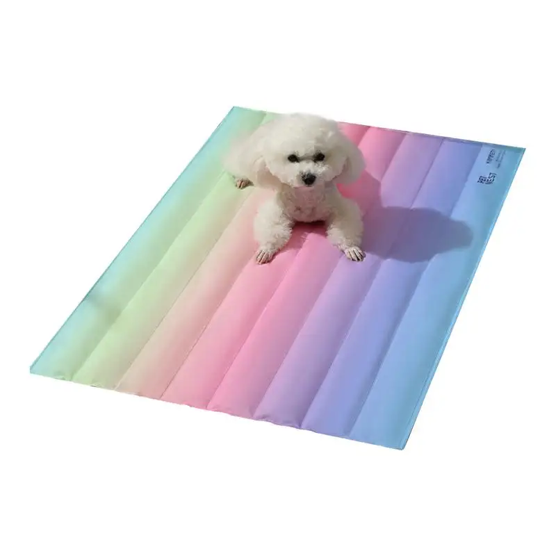 

Pet Rainbow Gradient Ice Nest Dog Sleeping Mat Dog Bed Cool Mat Summar Ice Nest Cat Ice Nest Mat Глубокое спальное постельное белье для комнаты