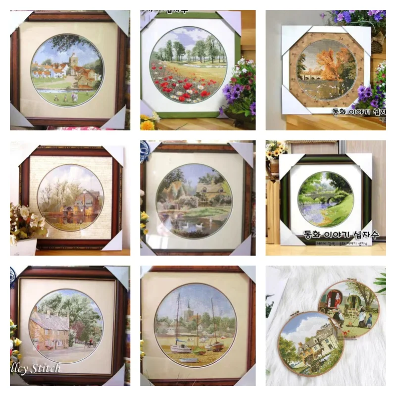 9015-15 Cross Stitch Set DIY Kit Embroidery Needlework Craft Packages Cotton Fabric Floss New Design Embroidery Cross-stitch Set