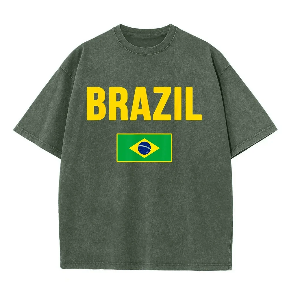 Brazil Brazilian Flag Brasil Bandera Bandeira T-Shirt Men's T Shirts Sale Men Breathable Printed Shirt Natural Casual Tee