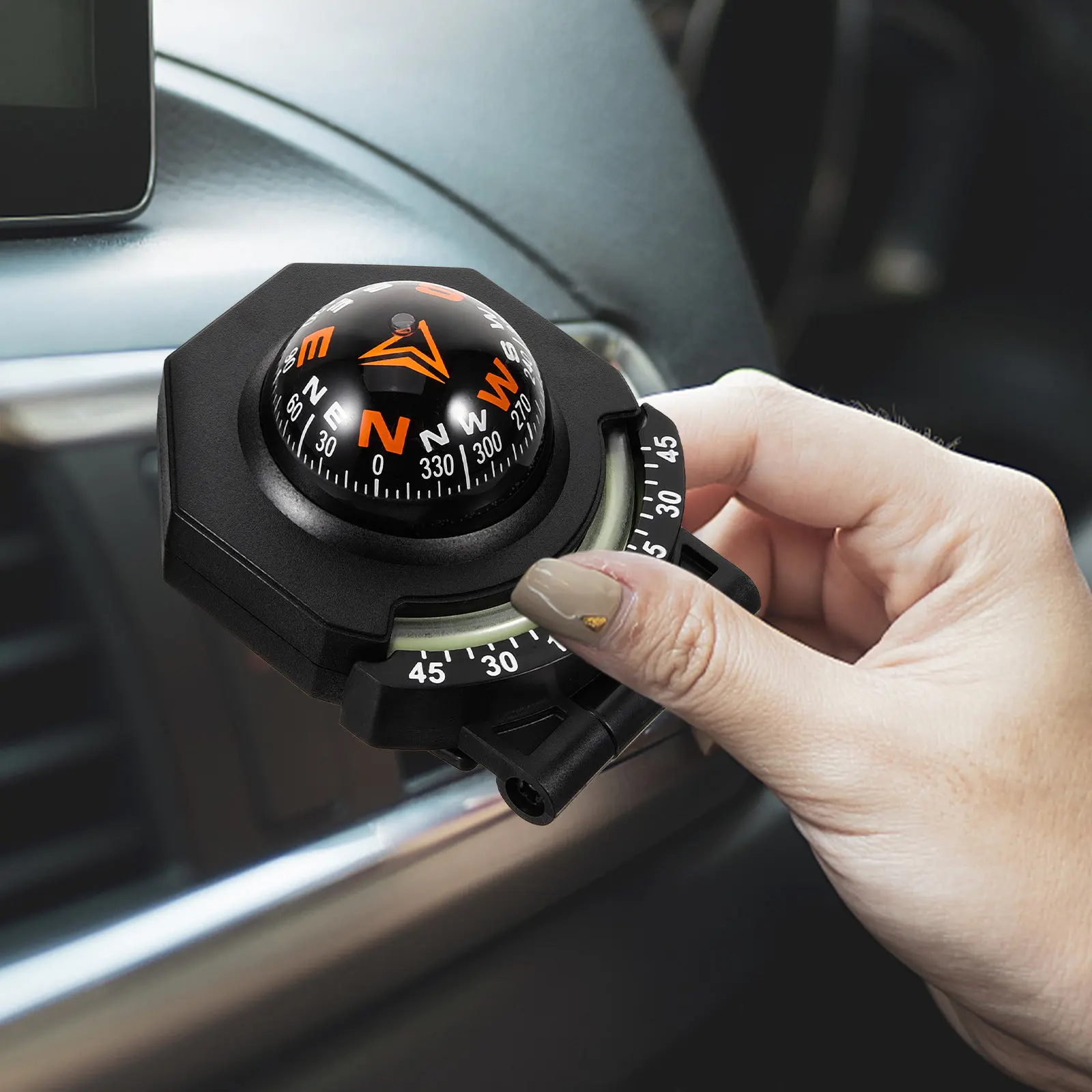 Car Compass Ball Dash Mount Automotive Marine Compass for Boat Vehicle Navigation High Precision ABS Acrylic Construction Car