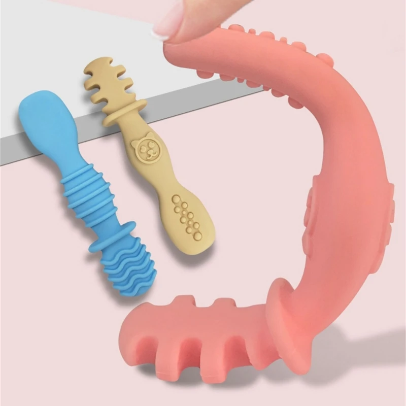 Ensemble cuillère et fourchette en silicone souple pour bébé, adhésif de qualité alimentaire, utilisé pour l'alimentation et l'entraînement des enfants, accessoires de cuisine, nouveau, 2023