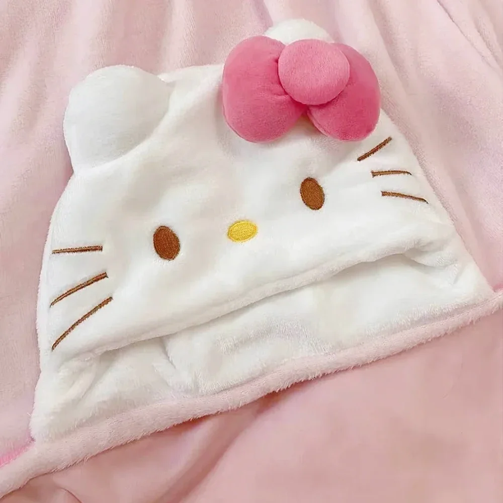 Sanrioed Hello Kitty Cape mewah Kawaii Anime bertudung mantel selimut selendang topi Quilt tetap hangat lembut lucu hadiah ulang tahun Festival