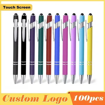 100pcs Metal capacitive pen Universal Touch Screen Stylus Ballpoint Pen Writing Stationery Office Gifts Free Custom Logo Name