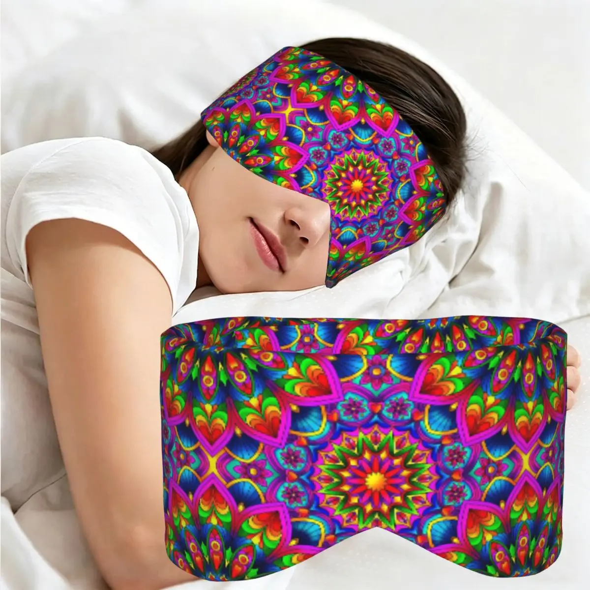 Psychedelic Summer Color Mandala Print sleep mask Portable Eye Cover for Girls Boys Home Sleeping Party Gift Eyeshade eyepatch