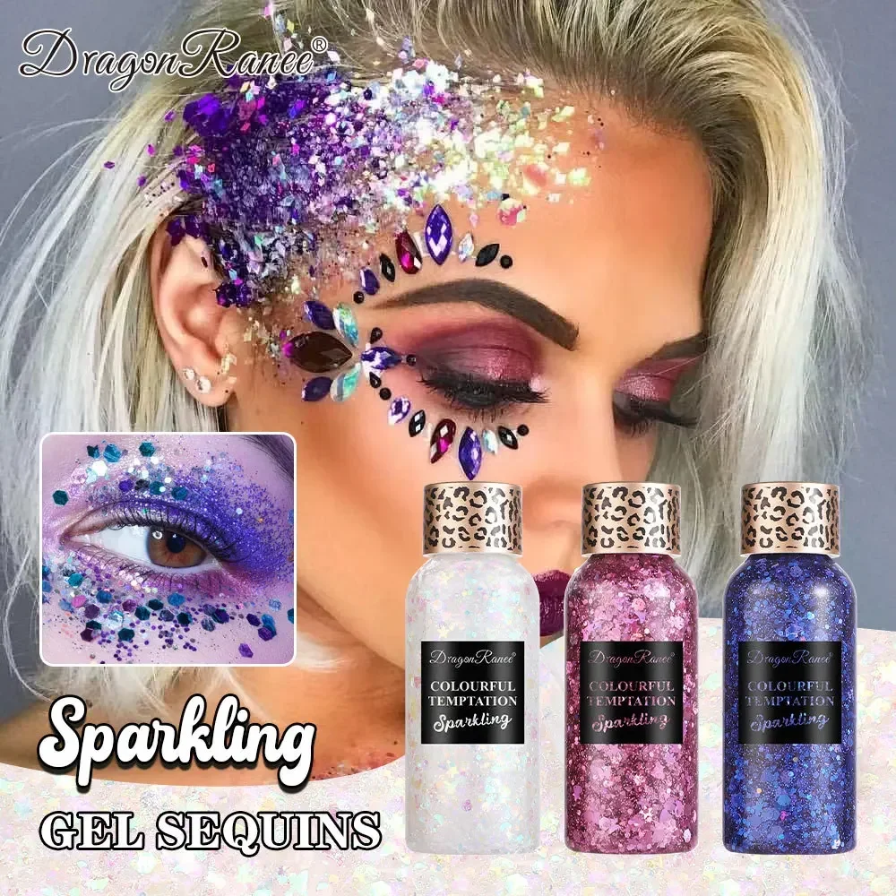 Heallor Mermaid Scale Gel Sequins Eye Shadow Liquid Face Lip Colorful Body Polarized Stage Sequins Eye Shadow Christmas