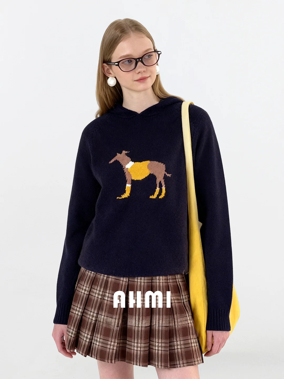 

AHMI теплый вязаный свитер с мультяшным узором, интерактивный забавный дизайн для девочек, Vivacious Personali, зимняя длинная шапка Све, дизайн