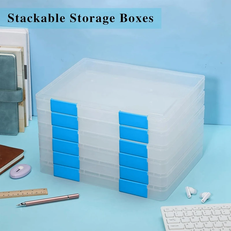 6 Pcs Clear A4 File Box Document Plastic Storage Box Case Board Containers Magazine Protector File Holder With Buckle Durable