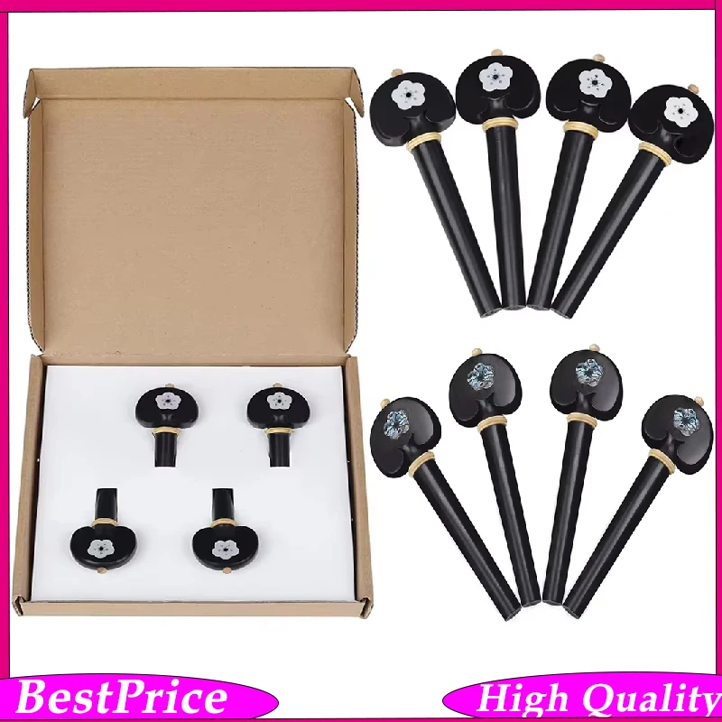 

4Pcs Tuning Repair Music Tools Universal Ebony Cello Pegs Shafts Hand-Carved Stringed Instrument Accessories
