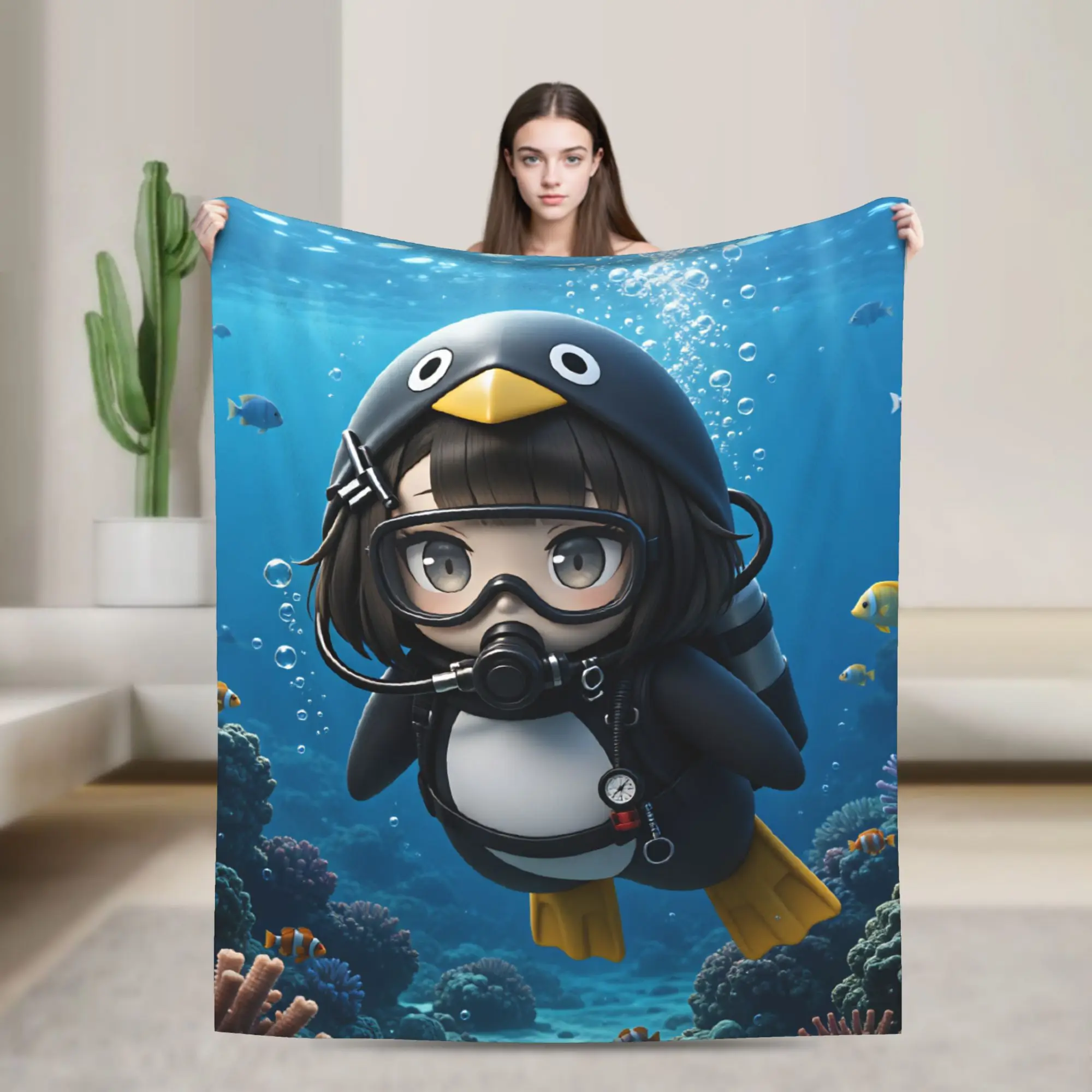 Gugu Gaga Penguin  Blankets Quality Warm Soft  Throw Blanket Autumn Girls Boys Couch Chair Comfortable Bedspread