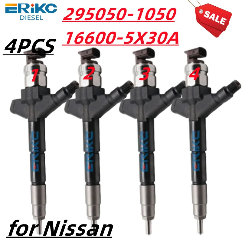 4 PCS 16600-5X30A Common Rail Injector 295050-1050 DCRI301050 Auto Engine Nozzle for Nissan Navara Pathfinder 2.5d YD25DDTi