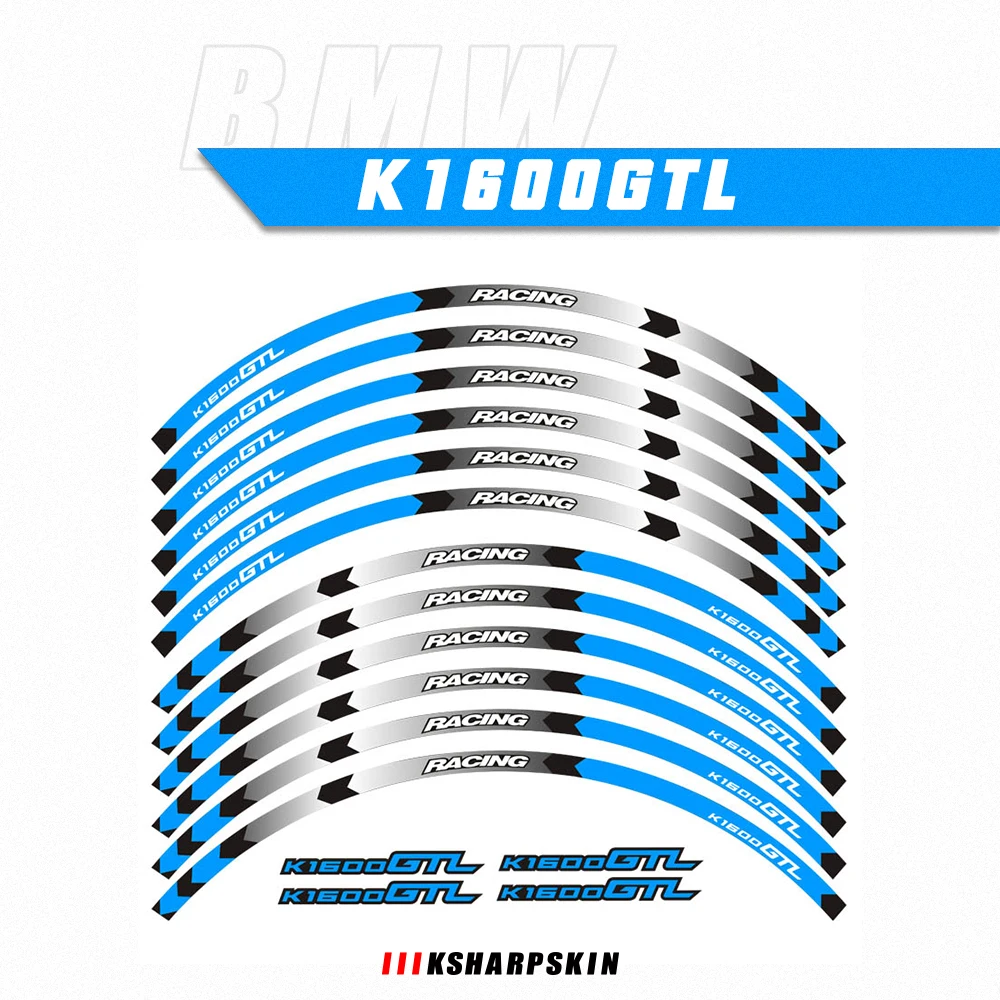 

12 полосок, светоотражающие наклейки для мотоциклов, обод колес, мотоциклетные наклейки, украшение, Стайлинг для BMW K1600GTL k1600 gtl