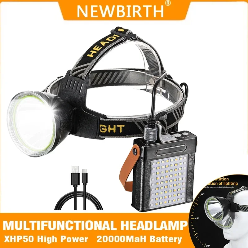 XHP50 Powerful Headlamp Strong Light LED Super Bright Led Headlight Waterproof Outdoor Headlight 20000 Mah Battery Headlight